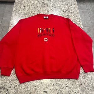Vintage Lee Sweatshirt Adult L Red San Fran  Midweight Crewneck 90’s Made in USA